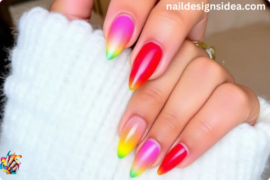 Rainbow Ombre Nail Design Inspired by Zendaya's Bold Nail Designs