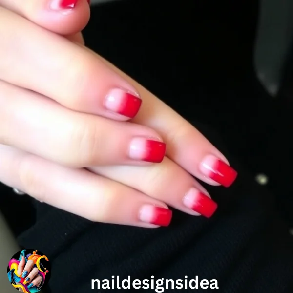 Ombre nails are a popular trend, and red tips make them festive for Christmas. Blend red polish into a nude or pink base for a soft gradient effect. 