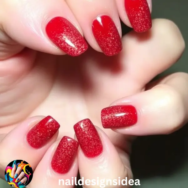 Glitter instantly elevates your nails, making them sparkle like holiday lights. Apply glitter either along the red tips or fade it downwards for a gradient effect. 