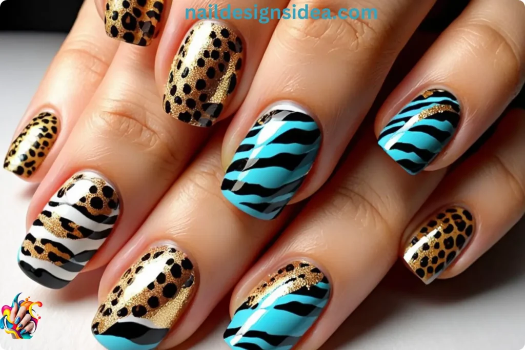 Sagittarius Inspired Animal Print Nails