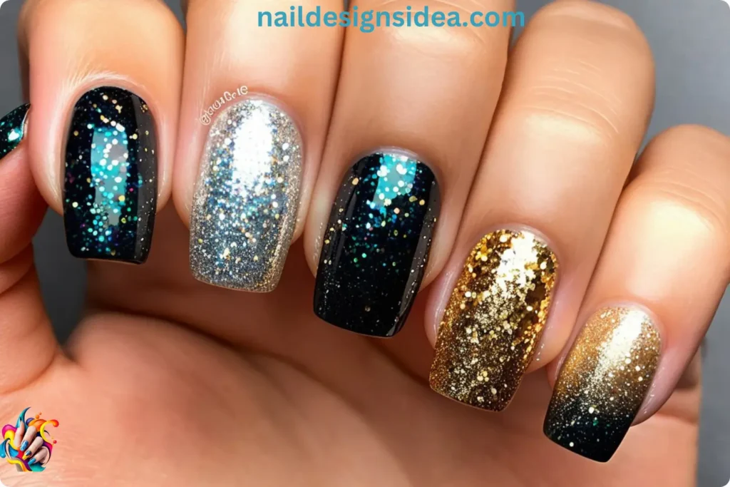 Sagittarius Inspired Bold Glitter Fade Nails