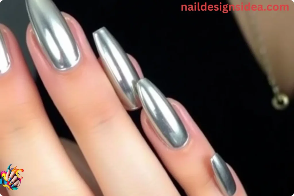 Silver Chrome Nail Designs for New Year