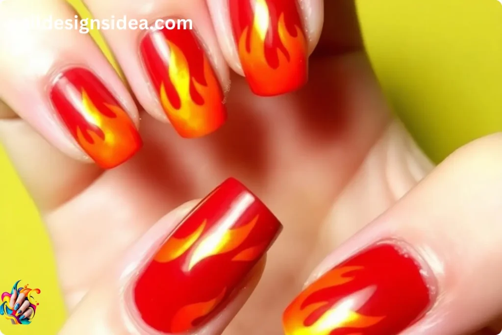 Snowflake and Fire Combo Sagittarius Nail Ideas