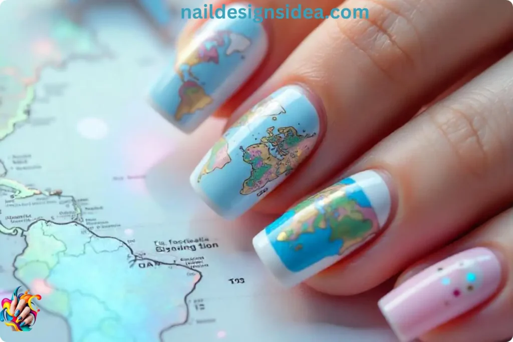 Tiny Travel Icons for Sagittarius Nail Designs
