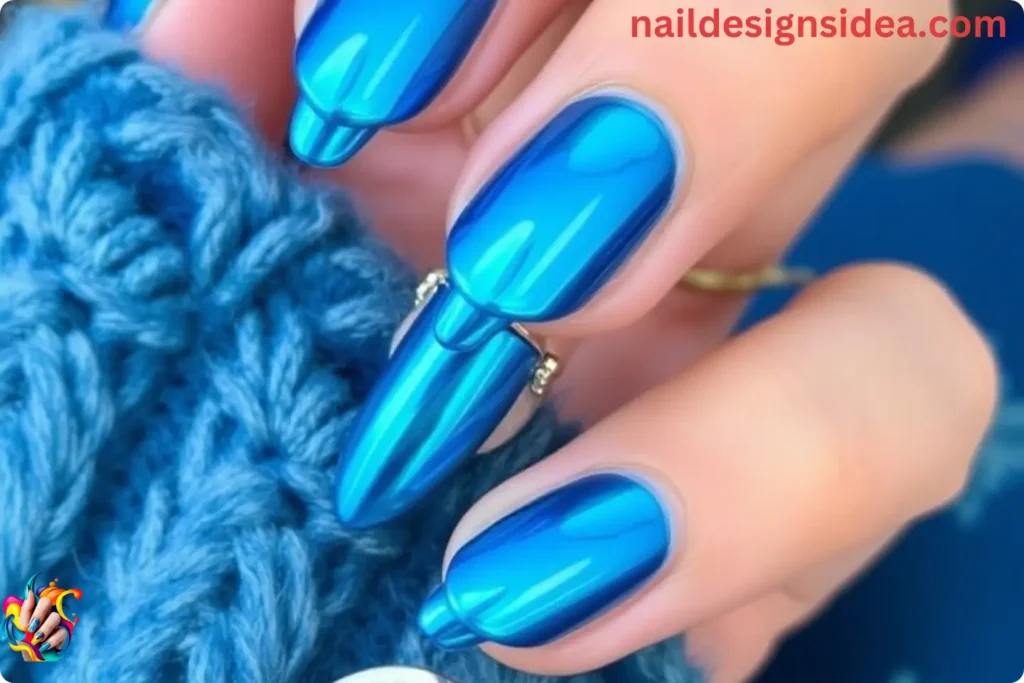 Zendaya’s Inspired Blue Chrome Nails