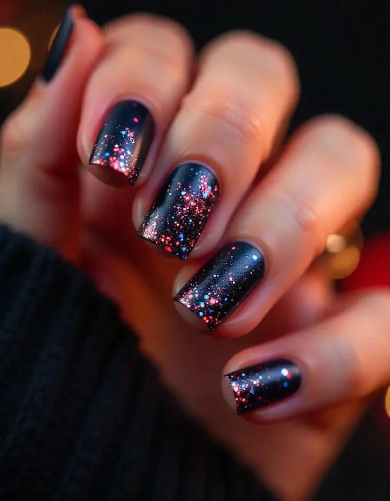 Abstract Fireworks Design for New Year Nail Trends
