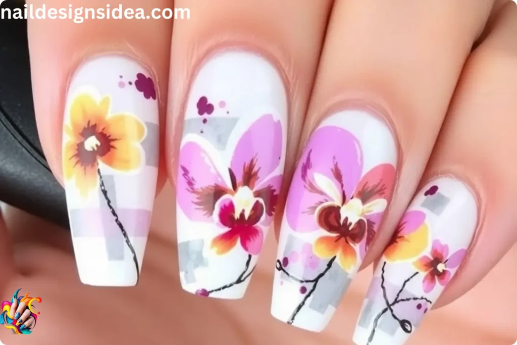 Abstract Orchid Nail Art Ideas