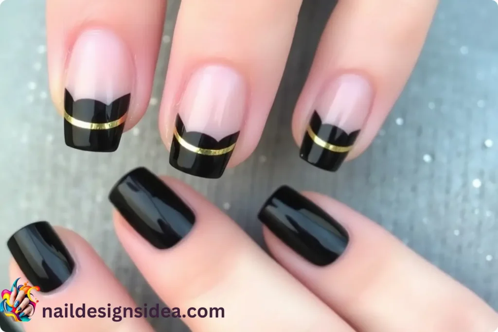 Black and Gold French Tips
