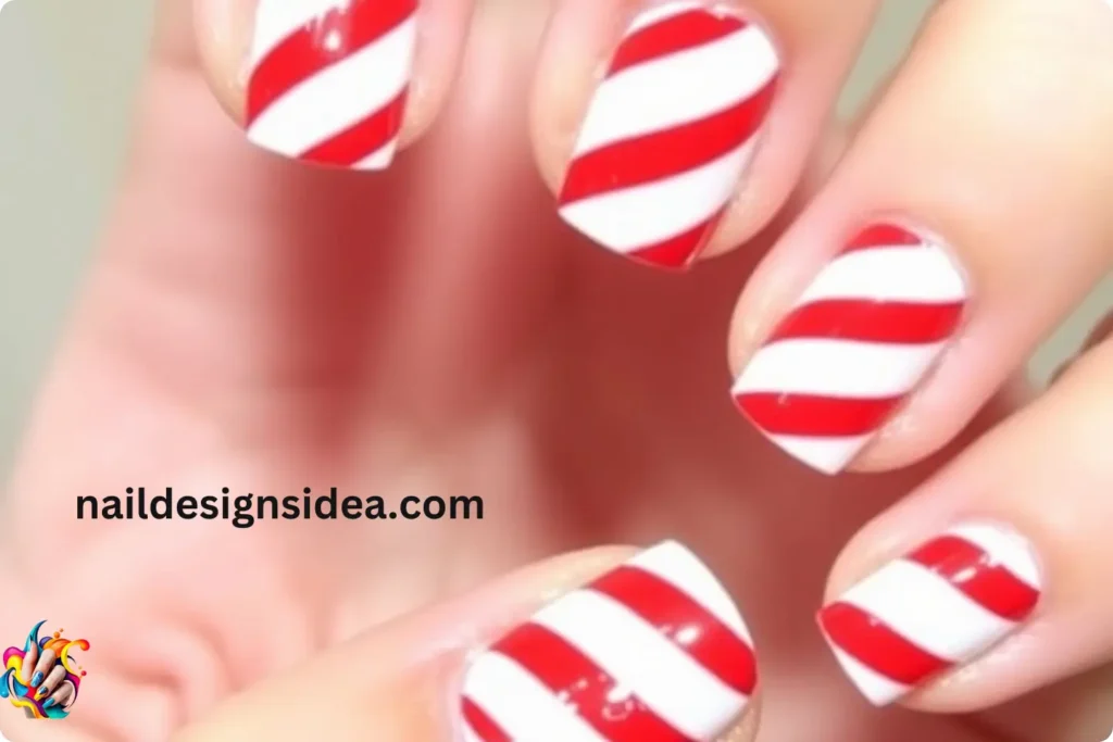 Candy Cane Striped Nails