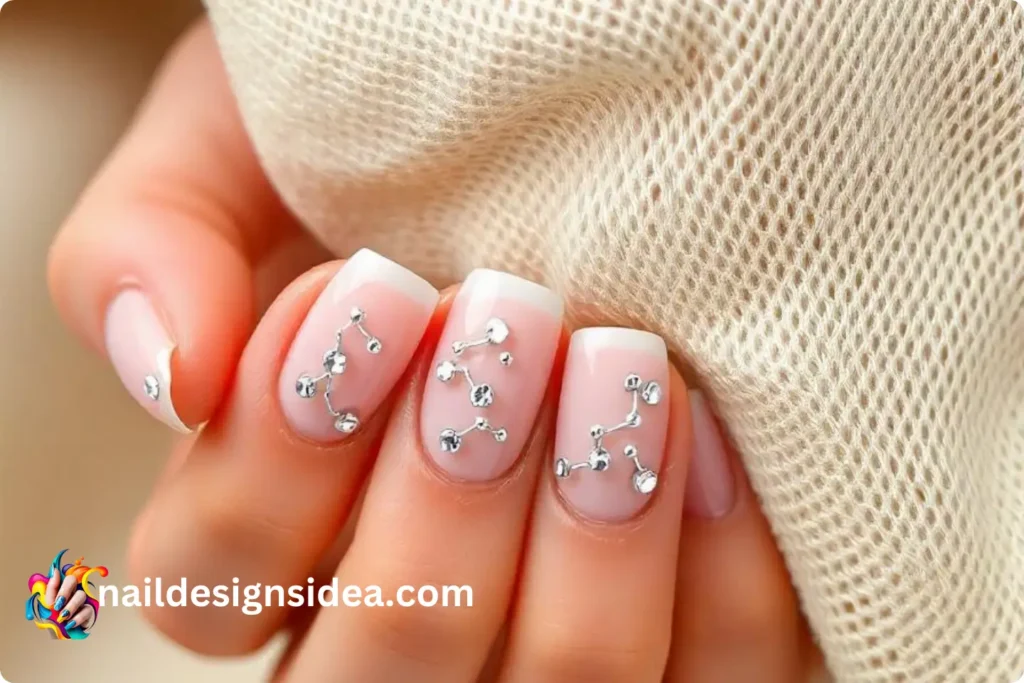 Capricorn Birthday Nail Designs with Rhinestones
