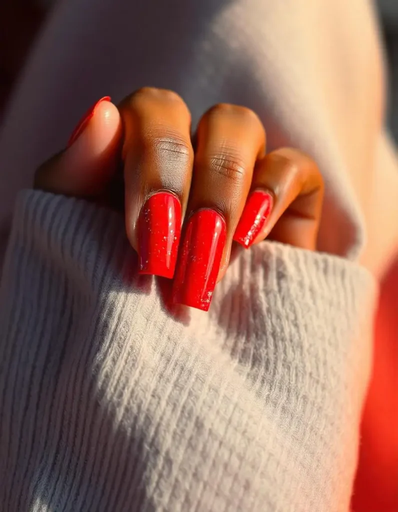 Classic Red Nails with a Twist
