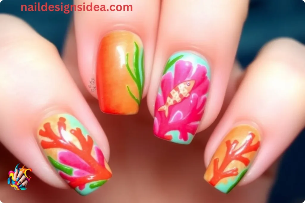 Coral Reef-Inspired Nail Designs