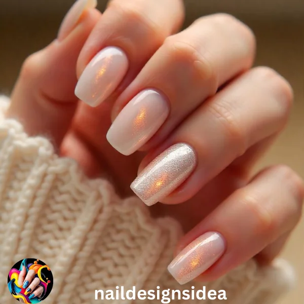 Pearl-finish nails are elegant and timeless, making them a great choice for the holidays. Choose shades like champagne, light gold, or soft white with a pearlescent shimmer. 