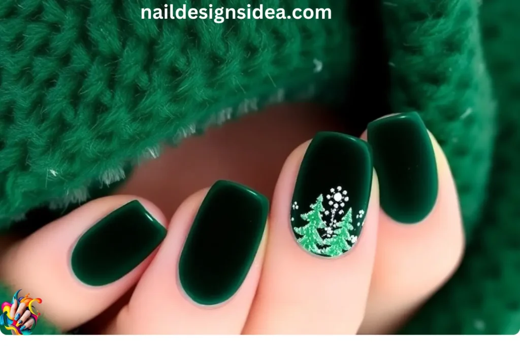 Dark Green Velvet Winter Nail Designs 