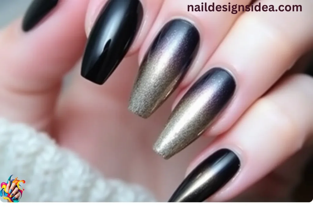 Dark Metallic Ombre Dark Winter Nail Designs
