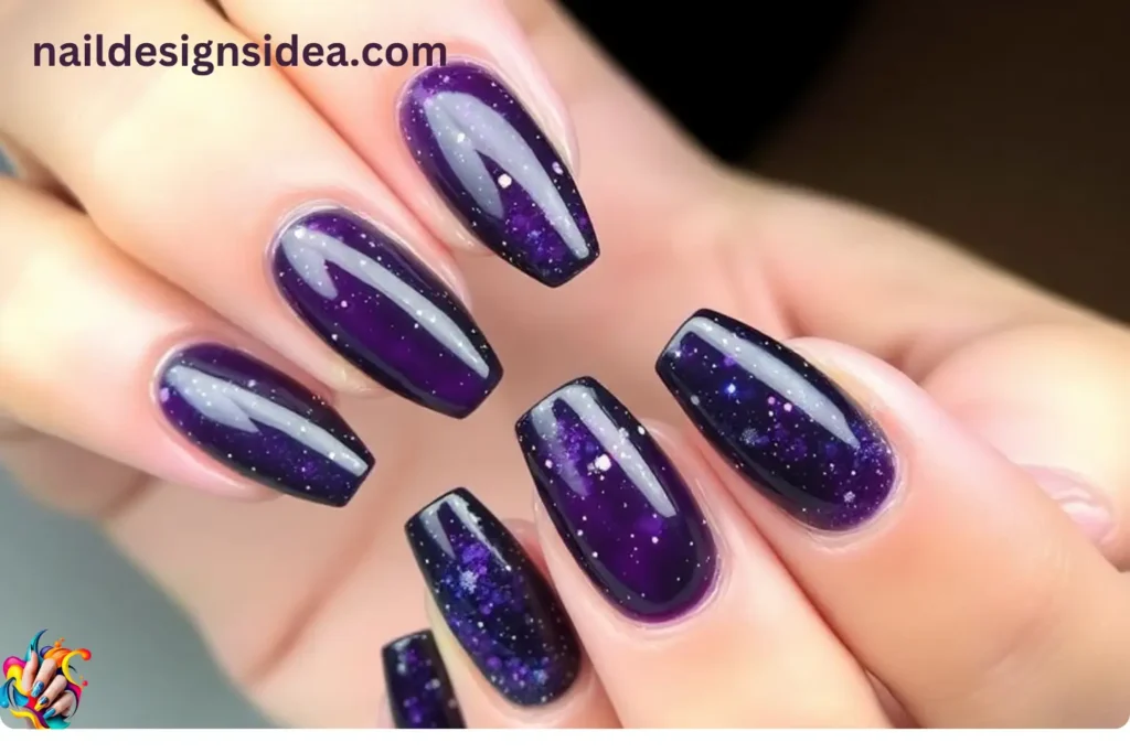 Deep Purple Galaxy Dark Winter Nail Designs 