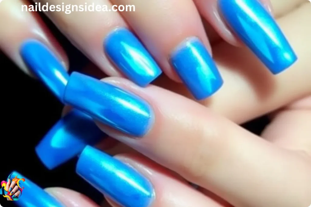 Electric Blue Holographic Nails