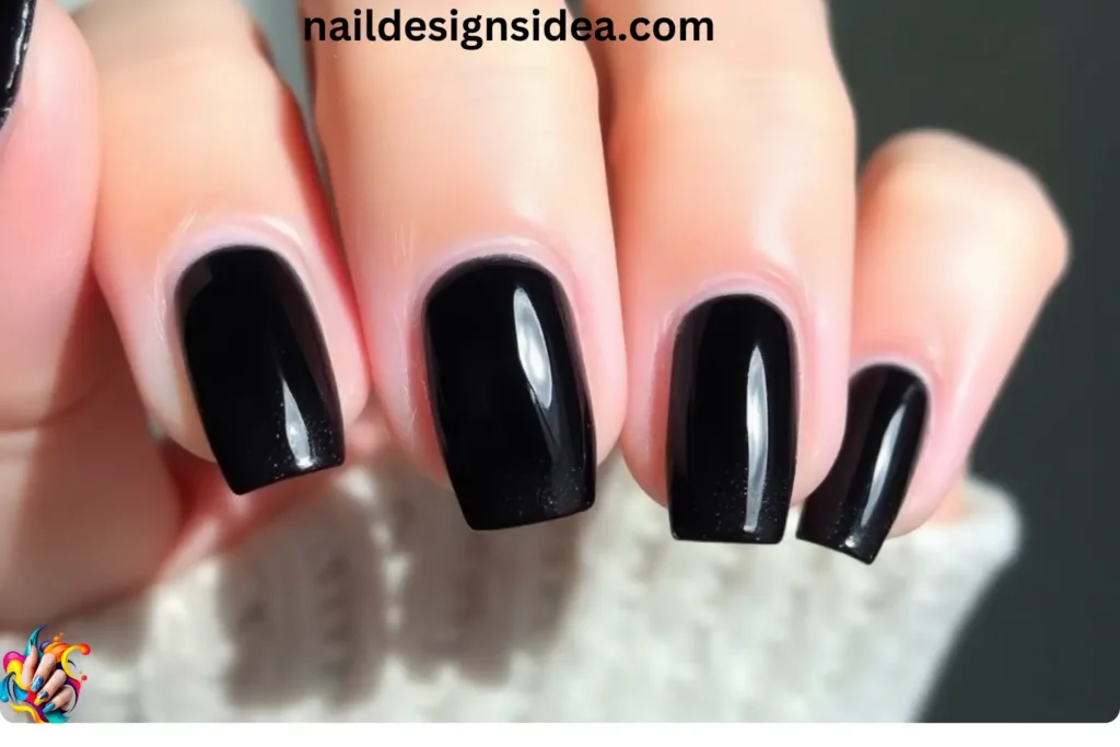 Frosted Black French Tip Winter Nails
