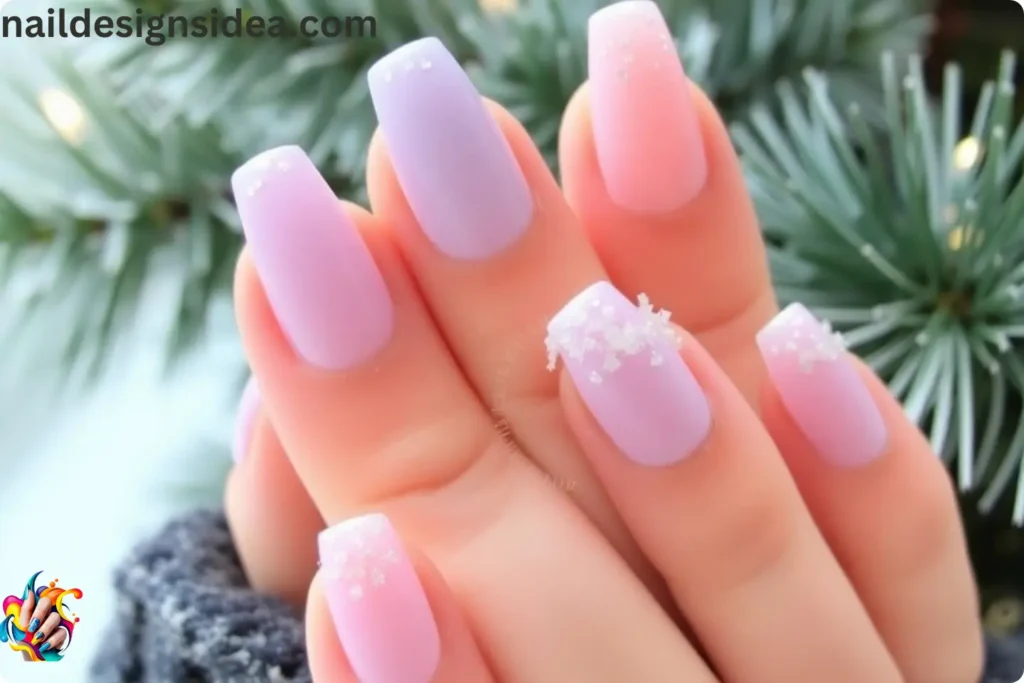 Frosty Pastel Christmas Nails
