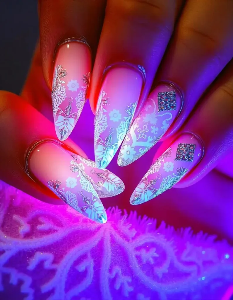 Frozen Lace Icicle Nail Designs