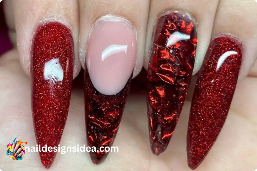 Garnet and Black Gradient Capricorn Birthday Nails