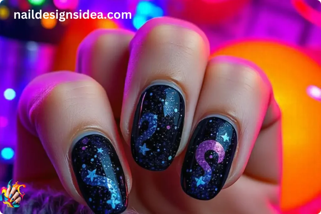 Glitter Galaxy Nails for New Year