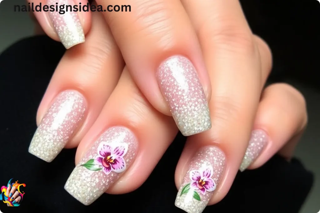 Glitter Orchid Nail Design Ideas
