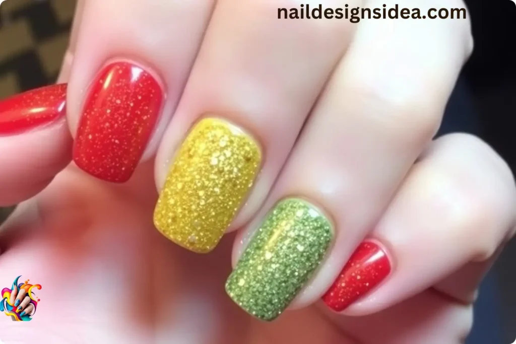 Glitter Rasta Nails
