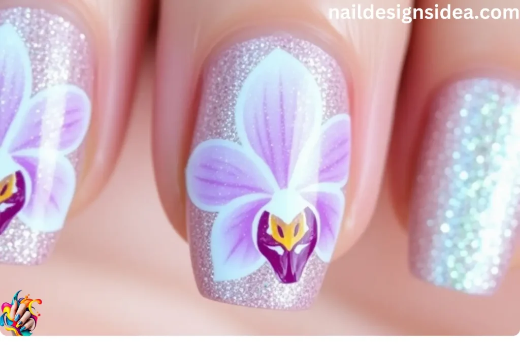 Glittery Orchid Manicure 