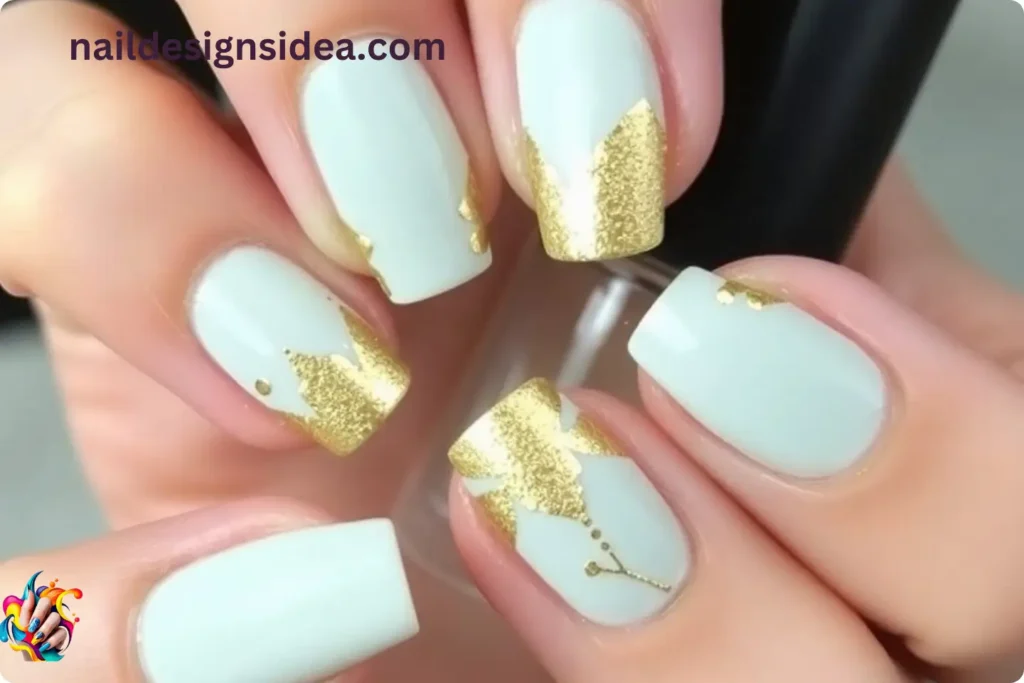 Gold Foil on Nude Nails