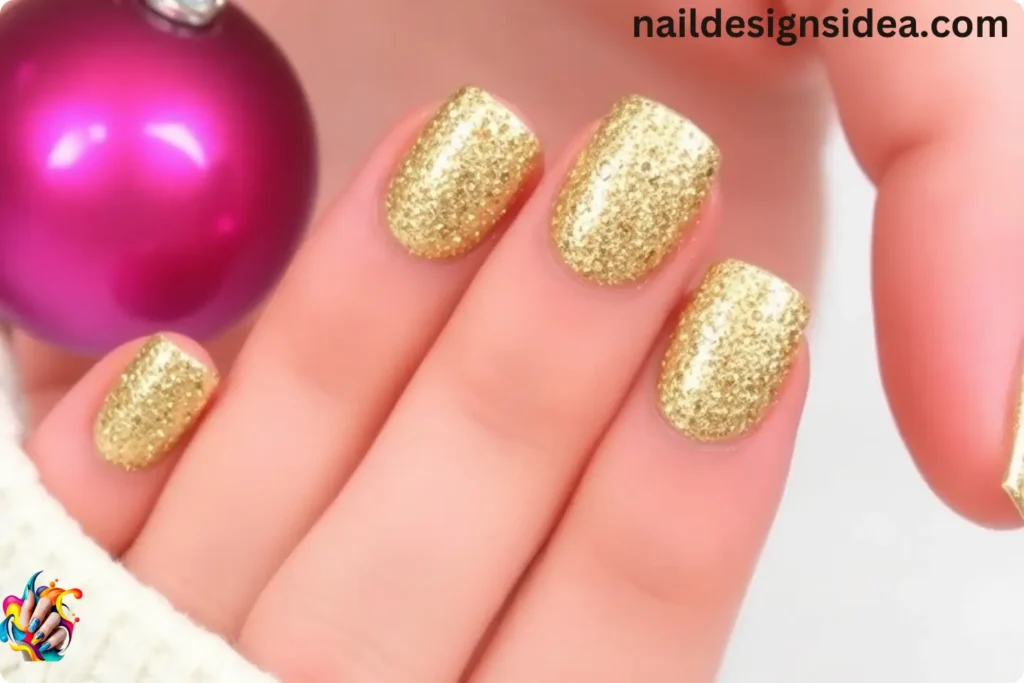 Gold Glitter Tips for Short Nails