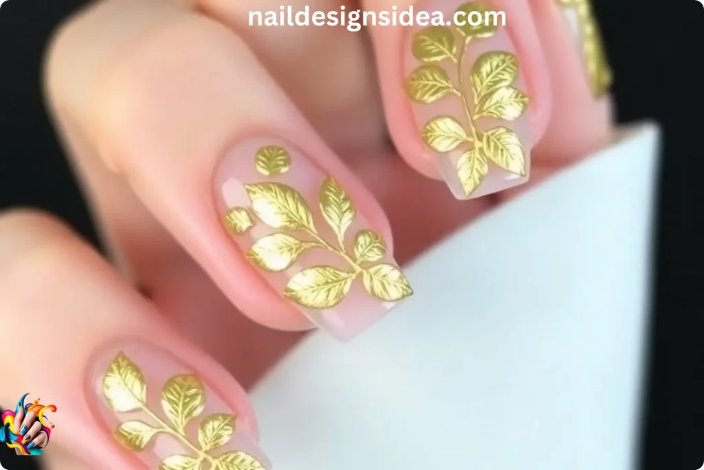 Gold Leaf Accents 3D Nail Designs
