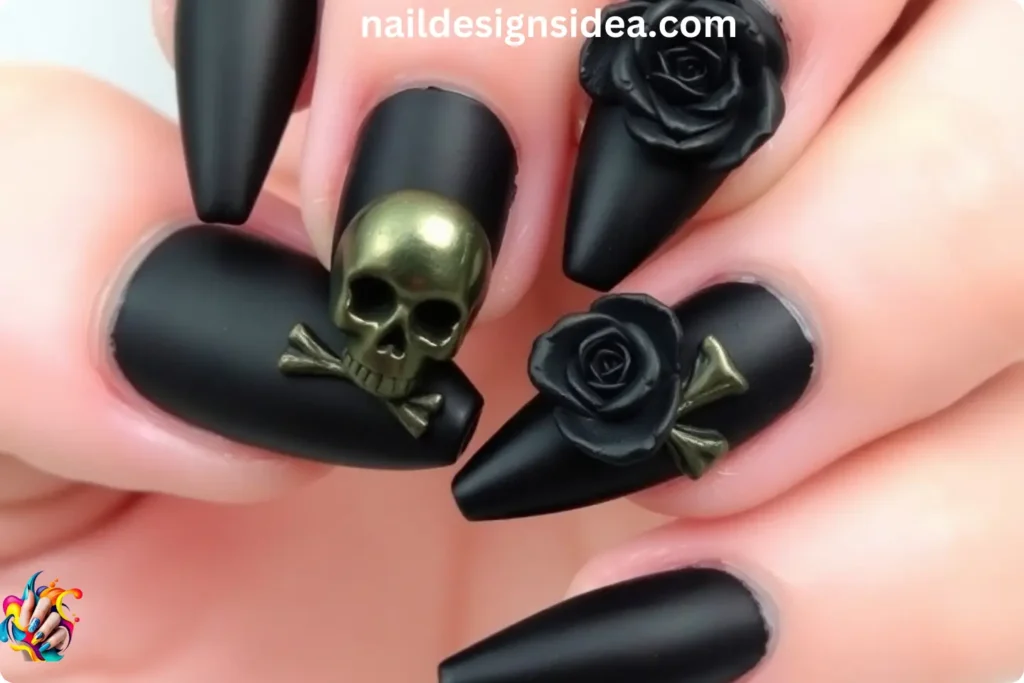 Gothic Glam 3D Nail Designs
