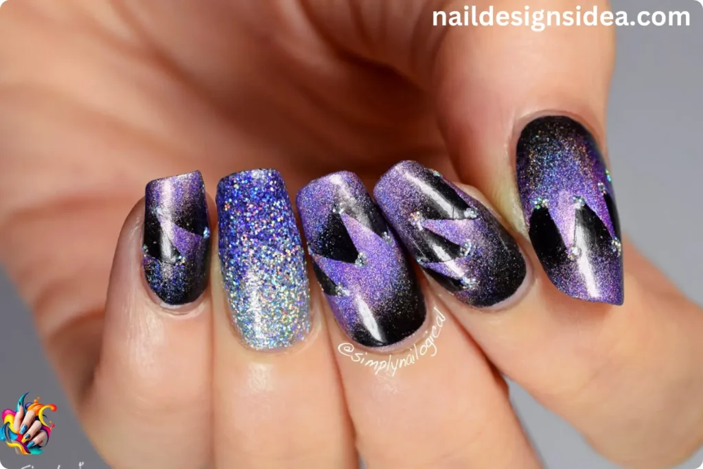 Holographic Glitter Accents Nails