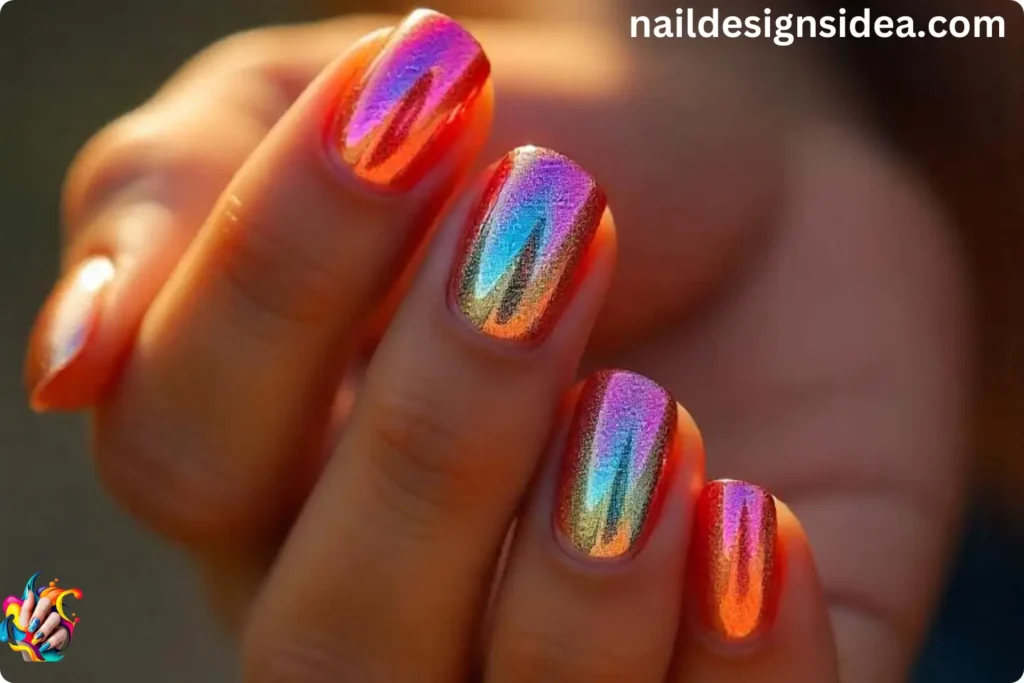 Holographic Rainbow Nails