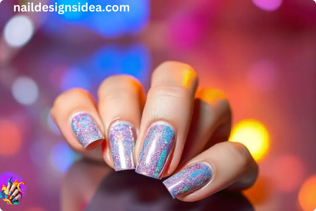 Holographic Short Nails
