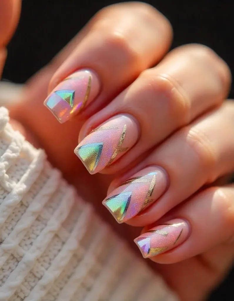 Holographic Stripes with Metallic Accents
