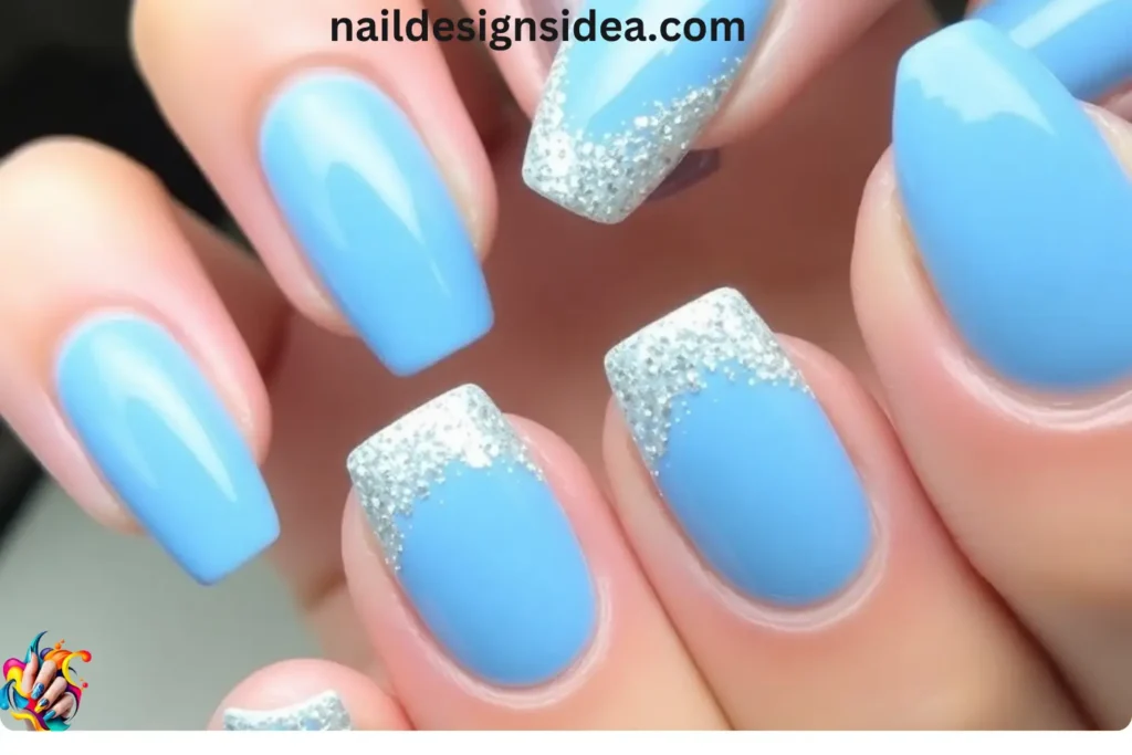 Icy Blue Glam Nails for January
