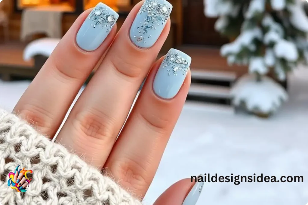 Icy Ombre Winter Capricorn Nails
