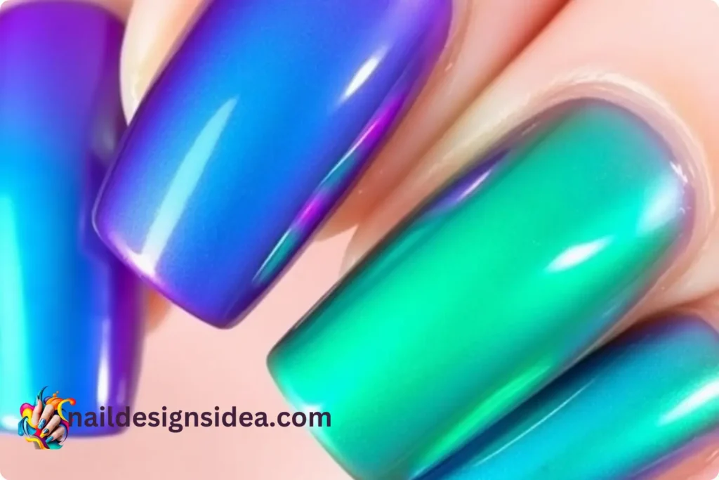 Iridescent Chrome Little Mermaid Nails