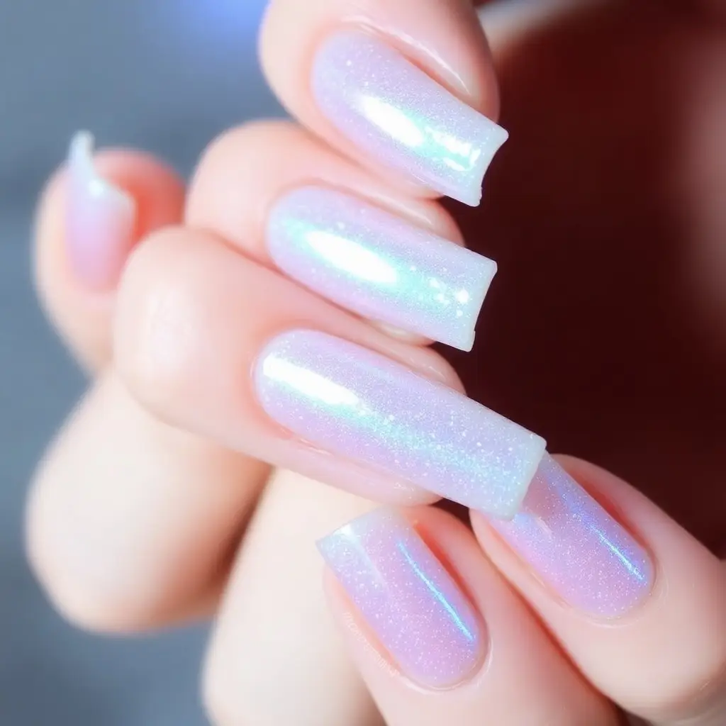 Iridescent Icicle Frozen Tips Nails
