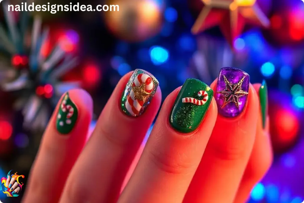 Jewel-Tone Christmas Nail