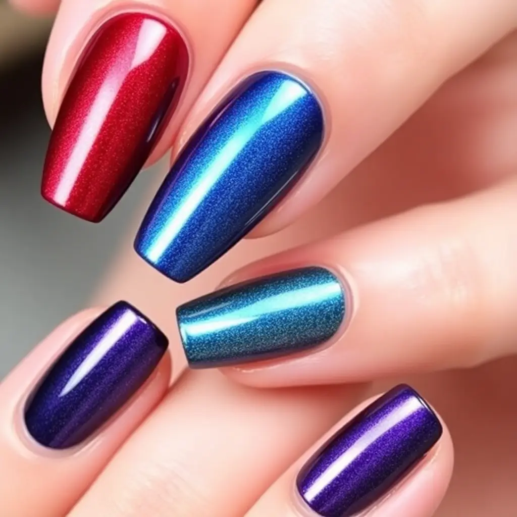 Jewel-Toned Magnetic Nail Designs