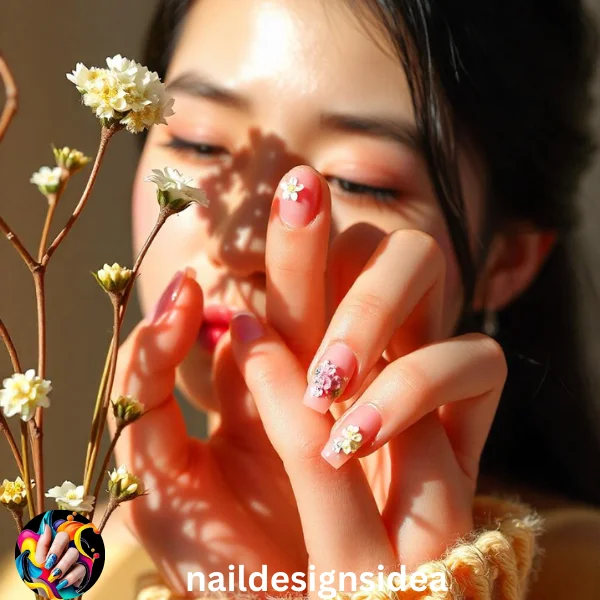 Korean jelly nails mimic the glass nail trend. The translucent polish makes nails look like tinted glass, creating a delicate yet sophisticated effect. 