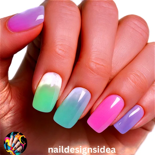 Start with a clear or neutral base coat. Use jelly nail polish in translucent shades like pink, red, or lavender