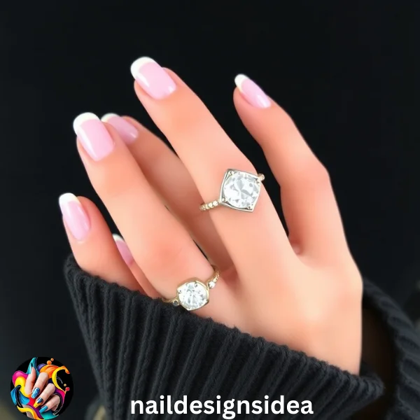 Minimalist nails allow statement rings and accessories to stand out