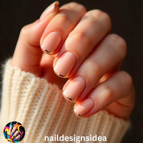 Outline your nails with a thin gold border for a sleek and minimalist look. This design works on any base color, from nude to bold shades