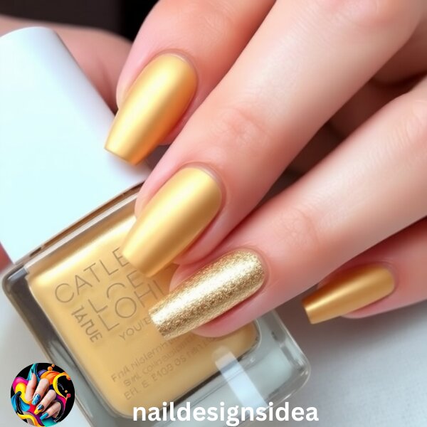 Bold and fierce, stiletto nails in solid gold make a dramatic statement. This style is for those who love to stand out. 