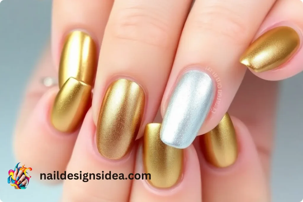 Metallic Gold and Bronze Capricorn Nails
