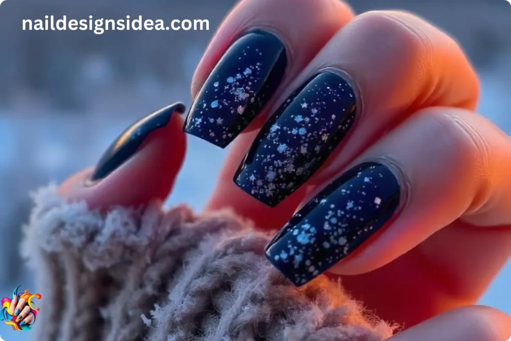 Midnight Blue Glitter Nails
